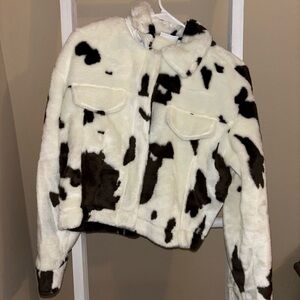 Buckle Willow & Root Cow Print Faux Fur Jacket - Women’s Small